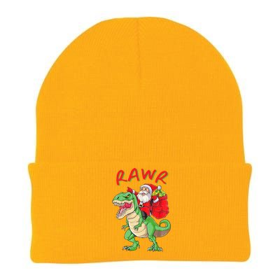 Rawr Santa Riding A Green Dinosoar Delivering Presents Meaningful Gift Knit Cap Winter Beanie