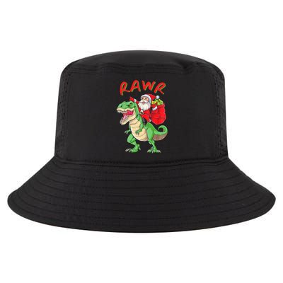 Rawr Santa Riding A Green Dinosoar Delivering Presents Meaningful Gift Cool Comfort Performance Bucket Hat