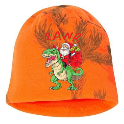 Rawr Santa Riding A Green Dinosoar Delivering Presents Meaningful Gift Kati - Camo Knit Beanie