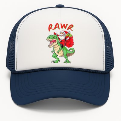 Rawr Santa Riding A Green Dinosoar Delivering Presents Meaningful Gift Trucker Hat