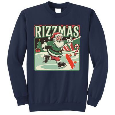 Retro Skibid.I Rizzmas Funny Santa Clause Skating Board Sweatshirt