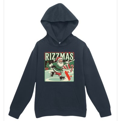 Retro Skibid.I Rizzmas Funny Santa Clause Skating Board Urban Pullover Hoodie