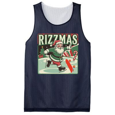 Retro Skibid.I Rizzmas Funny Santa Clause Skating Board Mesh Reversible Basketball Jersey Tank