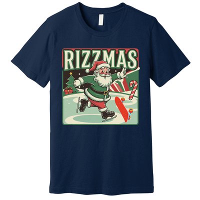 Retro Skibid.I Rizzmas Funny Santa Clause Skating Board Premium T-Shirt