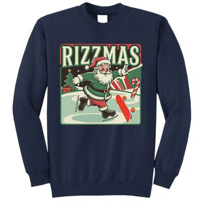 Retro Skibid.I Rizzmas Funny Santa Clause Skating Board Tall Sweatshirt