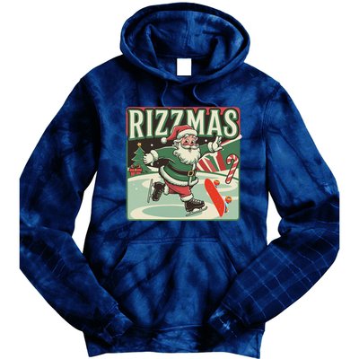 Retro Skibid.I Rizzmas Funny Santa Clause Skating Board Tie Dye Hoodie