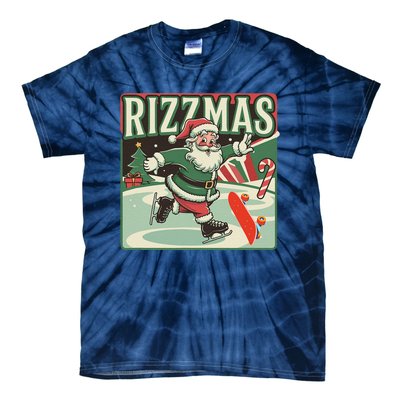 Retro Skibid.I Rizzmas Funny Santa Clause Skating Board Tie-Dye T-Shirt