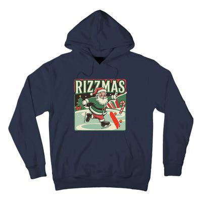 Retro Skibid.I Rizzmas Funny Santa Clause Skating Board Tall Hoodie