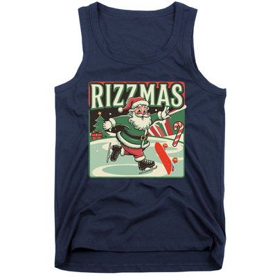 Retro Skibid.I Rizzmas Funny Santa Clause Skating Board Tank Top