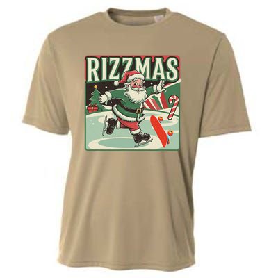 Retro Skibid.I Rizzmas Funny Santa Clause Skating Board Cooling Performance Crew T-Shirt