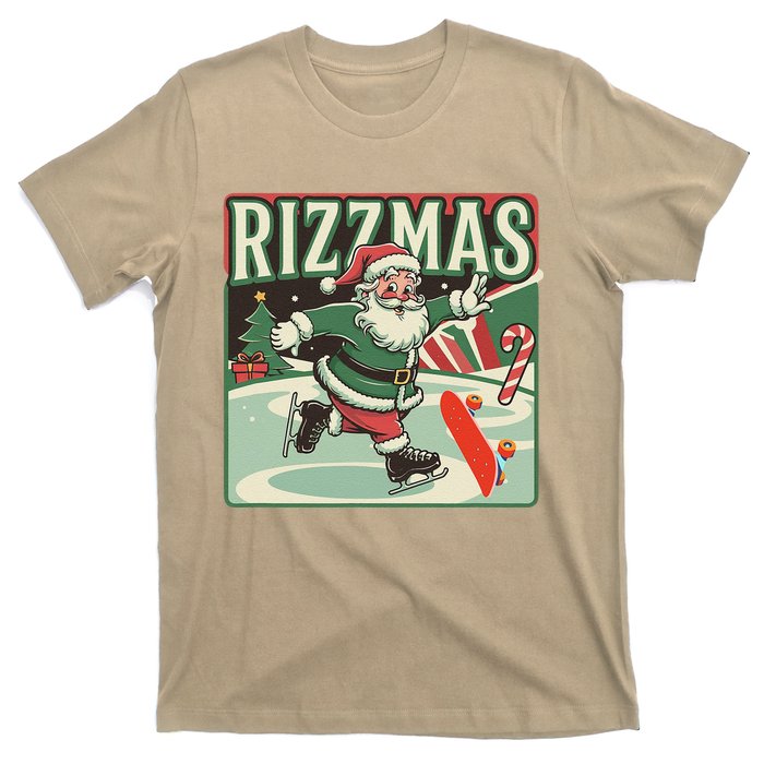 Retro Skibid.I Rizzmas Funny Santa Clause Skating Board T-Shirt