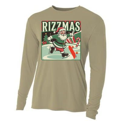 Retro Skibid.I Rizzmas Funny Santa Clause Skating Board Cooling Performance Long Sleeve Crew