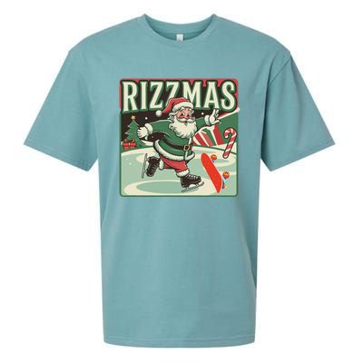 Retro Skibid.I Rizzmas Funny Santa Clause Skating Board Sueded Cloud Jersey T-Shirt