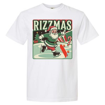 Retro Skibid.I Rizzmas Funny Santa Clause Skating Board Garment-Dyed Heavyweight T-Shirt