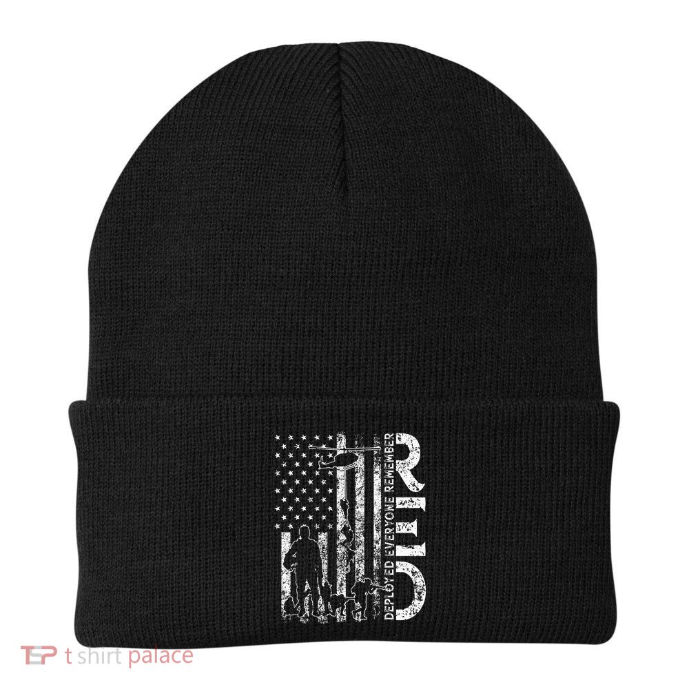 red soldiers remember everyone deployed military support Knit Cap Winter Beanie