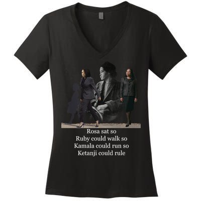 Rosa Sat Ruby Walk Kamala Run Ketanji Rule Women's V-Neck T-Shirt