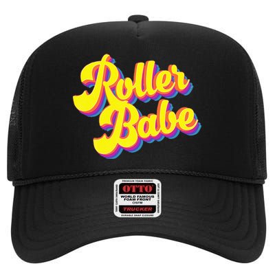 Roller Skate Retro 70s Derby Skater Babe Roller Disco High Crown Mesh Back Trucker Hat