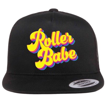 Roller Skate Retro 70s Derby Skater Babe Roller Disco Flat Bill Trucker Hat