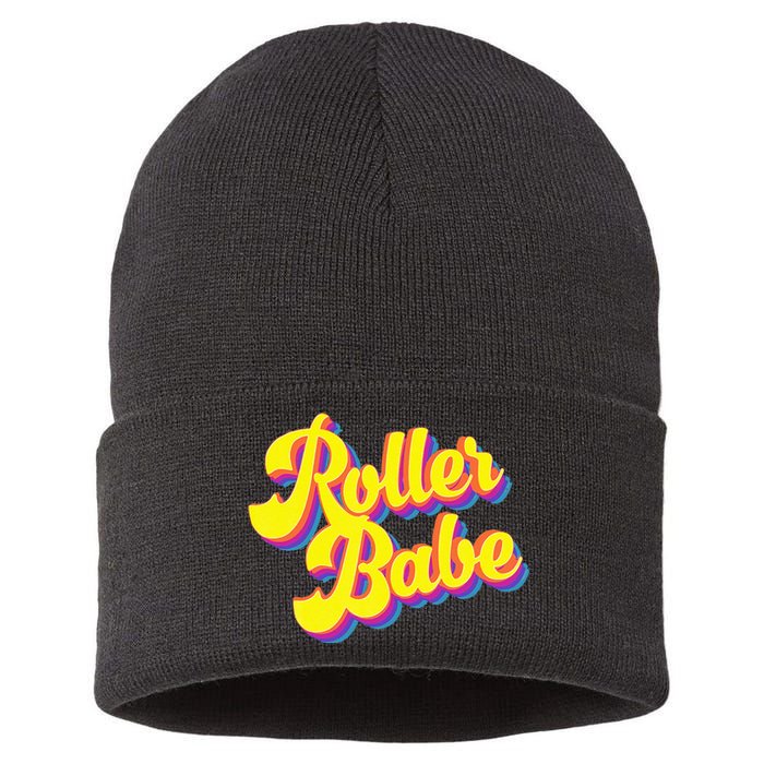 Roller Skate Retro 70s Derby Skater Babe Roller Disco Sustainable Knit Beanie