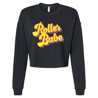 Roller Skate Retro 70s Derby Skater Babe Roller Disco Cropped Pullover Crew