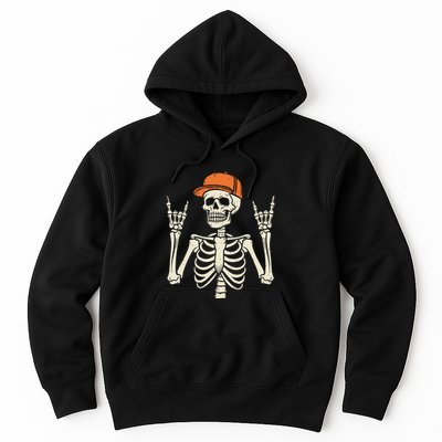 Rocker Skeleton Rock On Hand Halloween Skeleton Hoodie