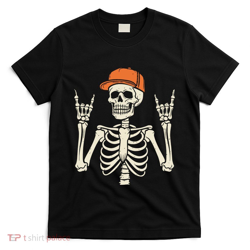 Rocker Skeleton Rock On Hand Halloween Skeleton T-Shirt