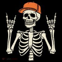 Rocker Skeleton Rock On Hand Halloween Skeleton Flatbill Hat