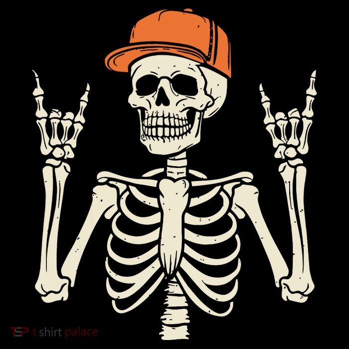 Rocker Skeleton Rock On Hand Halloween Skeleton Cropped Pullover Crew