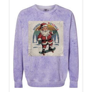 Retro Skibid.I Rizzmas Funny Santa Clause Skating Board Colorblast Crewneck Sweatshirt