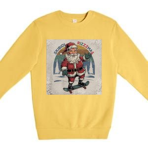 Retro Skibid.I Rizzmas Funny Santa Clause Skating Board Premium Crewneck Sweatshirt