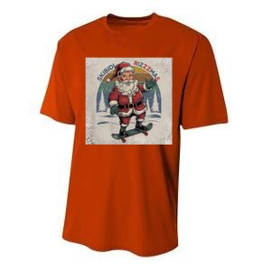 Retro Skibid.I Rizzmas Funny Santa Clause Skating Board Performance Sprint T-Shirt