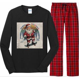 Retro Skibid.I Rizzmas Funny Santa Clause Skating Board Long Sleeve Pajama Set