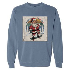 Retro Skibid.I Rizzmas Funny Santa Clause Skating Board Garment-Dyed Sweatshirt