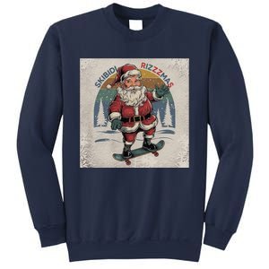 Retro Skibid.I Rizzmas Funny Santa Clause Skating Board Sweatshirt