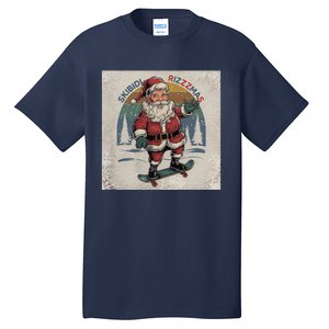 Retro Skibid.I Rizzmas Funny Santa Clause Skating Board Tall T-Shirt