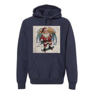 Retro Skibid.I Rizzmas Funny Santa Clause Skating Board Premium Hoodie