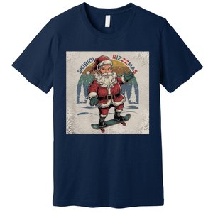 Retro Skibid.I Rizzmas Funny Santa Clause Skating Board Premium T-Shirt