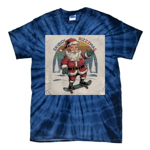 Retro Skibid.I Rizzmas Funny Santa Clause Skating Board Tie-Dye T-Shirt