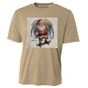 Retro Skibid.I Rizzmas Funny Santa Clause Skating Board Cooling Performance Crew T-Shirt