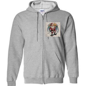 Retro Skibid.I Rizzmas Funny Santa Clause Skating Board Full Zip Hoodie