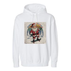 Retro Skibid.I Rizzmas Funny Santa Clause Skating Board Garment-Dyed Fleece Hoodie