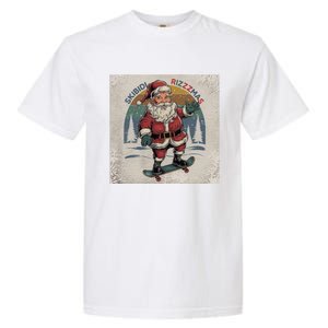 Retro Skibid.I Rizzmas Funny Santa Clause Skating Board Garment-Dyed Heavyweight T-Shirt