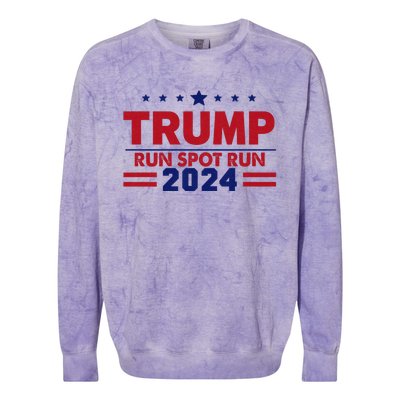 Run Spot Run Funny Donald Trump Debate Quote 2024 Kamala Colorblast Crewneck Sweatshirt