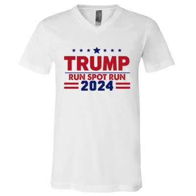 Run Spot Run Funny Donald Trump Debate Quote 2024 Kamala V-Neck T-Shirt