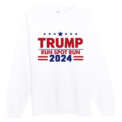 Run Spot Run Funny Donald Trump Debate Quote 2024 Kamala Premium Crewneck Sweatshirt