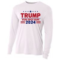 Run Spot Run Funny Donald Trump Debate Quote 2024 Kamala Cooling Performance Long Sleeve Crew