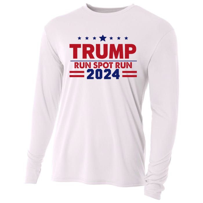 Run Spot Run Funny Donald Trump Debate Quote 2024 Kamala Cooling Performance Long Sleeve Crew