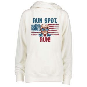 Run Spot Run Funny Donald Trump Debate Womens Funnel Neck Pullover Hood