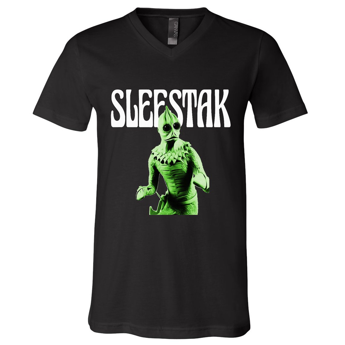 Retro Sleestak Reptilian Alien Graphic V-Neck T-Shirt