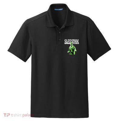 Retro Sleestak Reptilian Alien Graphic Dry Zone Grid Polo